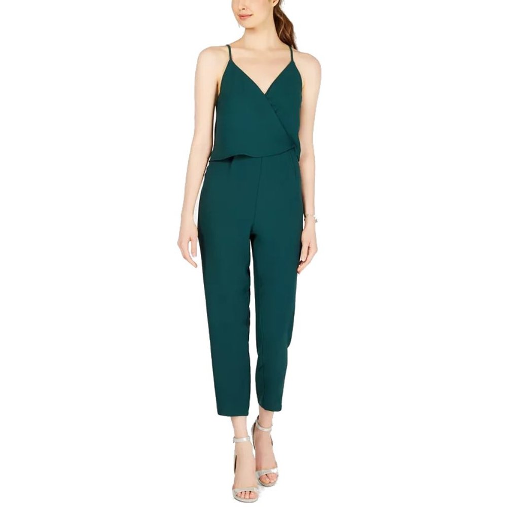 NWT Womens Size Small 19 COOPER Green Sleeveless Surplice Ankle Jumpsuit